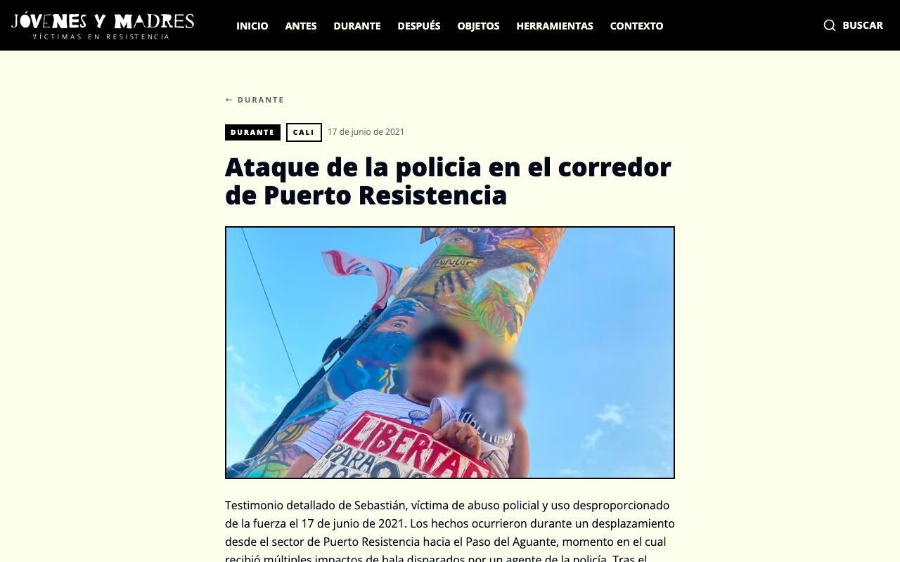 Página propia de un evento con botones de compartir y descargar